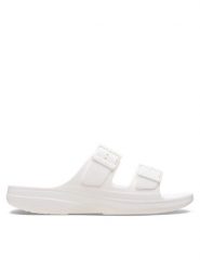 Crocs Klapki Saturday Sandal W 213586 Biały. Białe klapki damskie Crocs, bez wzorów, z tworzywa sztucznego, bez obcasa, bez zapięcia. Za 169.99 zł.