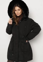 Czarna Kurtka Dwustronna z Kapturem Parka z Pikowaną Podszewką Rinnelle. Czarne kurtki damskie Born2be, na jesień, l, bez wzorów, z jeansu, plus size, z kapturem. Za 169.99 zł.