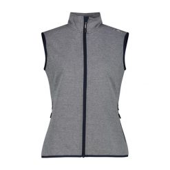 Kurtka bez rękawów na zamek dla kobiet CMP. Szare kurtki sportowe damskie CMP, bez wzorów, z materiału, bez ramiączek, z kapturem, trekkingowe. Za 226.50 zł.