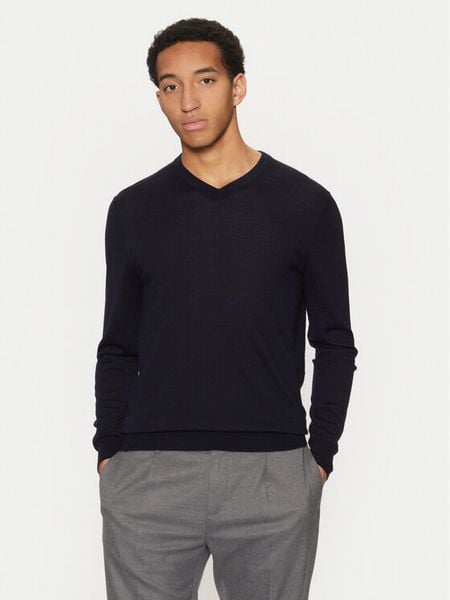 Guess Sweter M5RR37 Z3LZ0 Granatowy Regular Fit. Niebieskie swetry męskie Guess, m, z aplikacjami, z wełny, bez kołnierzyka, bez ramiączek. Za 259.99 zł.