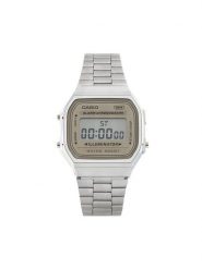 Casio Zegarek A168WA-8AYES Srebrny. Szare, cyfrowe zegarki męskie Casio, bez wzorów, srebrne. Za 179.99 zł.