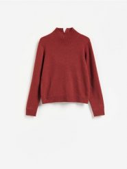Wełniany sweter z dodatkiem kaszmiru - brudny róż. Czerwone swetry nierozpinane damskie Reserved, l, bez wzorów, z kaszmiru, bez kołnierzyka, bez ramiączek. Za 399.99 zł.