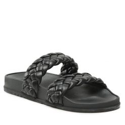 Klapki Roxy. Czarne klapki damskie Roxy, bez wzorów, bez obcasa, bez zapięcia. Za 169.99 zł.