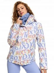 Kurtka narciarska damska Roxy Jetty Insulated. Białe kurtki sportowe damskie Roxy, na zimę, s, bez wzorów, z materiału, bez ramiączek, bez kaptura, narciarskie. Za 412.49 zł.