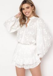 Białe Szorty w Stylu Boho Imitujące Spódniczkę z Falbankami Yelvina. Białe szorty damskie Born2be, bez wzorów, boho. Za 89.99 zł.