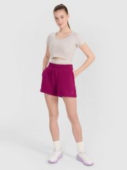 4F Spodenki dresowe damskie - fioletowe S. Fioletowe szorty damskie 4F, bez wzorów, z bawełny, sportowe. Za 59.99 zł.