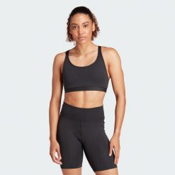 Biustonosz All Me Essentials Medium-Support. Czarne bielizna sportowa damska Adidas, l, bez wzorów, z materiału. Za 162.75 zł.