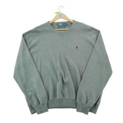 Second life - Sweter męski Polo Ralph Lauren z dekoltem V szary - Stan dobry. Szare swetry męskie Ralph Lauren, l, bez wzorów, z materiału, eleganckie, bez kołnierzyka, bez ramiączek. Za 153.32 zł.