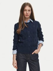 Tommy Hilfiger Kardigan Soft WW0WW52191 Granatowy Regular Fit. Niebieskie kardigany damskie Tommy Hilfiger, m, bez wzorów, z wełny, bez kołnierzyka. Za 649.99 zł.