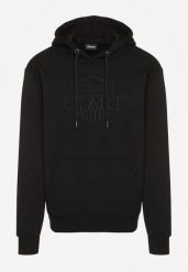 Czarna Bluza z Bawełną Kapturem i Sznurkami Amatusa. Czarne bluzy męskie Born2be, l, bez wzorów, z bawełny, klasyczne, bez ramiączek, z kapturem. Za 99.99 zł.