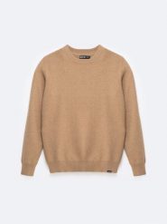 Sweter męski o teksturalnym splocie bawełniany brązowy Reylon 802. Brązowe swetry męskie BIG STAR, l, bez wzorów, z bawełny, eleganckie, bez kołnierzyka, bez ramiączek. Za 199.99 zł.
