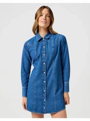 WRANGLER DAMSKA SUKIENKA JENSOWA REG DENIM DRESS 112356498 W9M7018373. Sukienki damskie Wrangler, l, bez wzorów, z denimu, bez kołnierzyka, bez ramiączek. Za 199.99 zł.