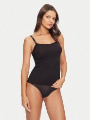 Boss Top 50515379 Czarny Regular Fit. Czarne topy damskie Boss, s, bez wzorów, z wiskozy, bez kołnierzyka, bez ramiączek. Za 129.99 zł.