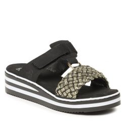 Klapki Rieker. Brązowe klapki damskie Rieker, bez wzorów, bez obcasa, bez zapięcia. Za 289.99 zł.