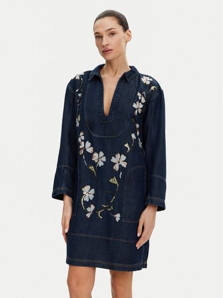 Munthe Sukienka codzienna Fiva 251130825110 Granatowy Loose Fit. Niebieskie sukienki damskie Munthe, na co dzień, bez wzorów, z lyocellu, bez kołnierzyka, bez ramiączek, proste. Za 1,019.00 zł.