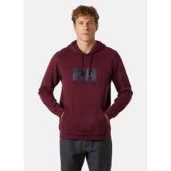 Bluza z kapturem i logo Helly Hansen. Czerwone bluzy sportowe męskie Helly Hansen, m, bez wzorów, z kapturem. Za 365.95 zł.