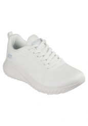 Buty do chodzenia damskie Skechers Bobs Squad Chaos Face Off. Białe obuwie trekkingowe damskie Skechers, z materiału, bez zapięcia. Za 249.99 zł.