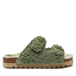 Klapki Dr. Brinkmann. Zielone klapki damskie Dr. Brinkmann, bez wzorów, bez obcasa, bez zapięcia. Za 279.99 zł.