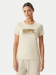 EA7 Emporio Armani T-Shirt 7W001093 AF10373 U1088 Beżowy Regular Fit. Brązowe t-shirty damskie EA7 Emporio Armani, s, bez wzorów, z bawełny, bez kołnierzyka, bez ramiączek. Za 281.99 zł.