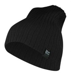 Czapka Czarna Jesienno-Zimowa, Beanie, Krasnal, Rozciągliwa, w Prążki. Czarne czapki męskie Jarek, na zimę, bez wzorów, ze splotem. Za 35.00 zł.