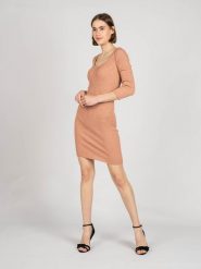 Patrizia Pepe Sukienka | 2A2078/A6V8 | Kobieta | Łososiowy. Czerwone sukienki damskie Patrizia Pepe, bez wzorów, z dzianiny, bez kołnierzyka, bez ramiączek, mini, dopasowane. W wyprzedaży za 309.00 zł.