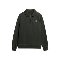 Bluza z suwakiem 1/2 i kontrastowymi szwami Superdry. Czarne bluzy męskie Superdry, m, bez wzorów, bez ramiączek, bez kaptura. Za 348.85 zł.