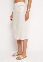 Jasnobeżowa Trapezowa Spódnica z Rozcięciem i Kieszeniami Nestala. Brązowe spódnice damskie Born2be, na co dzień, m, bez wzorów, eleganckie, midi, trapezowe. Za 84.99 zł.