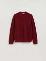 Strukturalny sweter z domieszką wełny - czerwony. Czerwone swetry męskie Reserved, l, bez wzorów, z dzianiny, bez kołnierzyka, bez ramiączek. Za 159.99 zł.