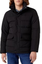 Wrangler Wrangler Bodyguard Jacket W4B2WW100 Czarne M. Czarne płaszcze męskie Wrangler, m, bez wzorów, bez kołnierzyka, bez kaptura. Za 365.46 zł.