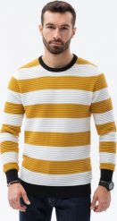 Ombre Sweter męski E189 - musztardowy XL. Swetry męskie Ombre, m, bez wzorów, bez kołnierzyka, bez ramiączek. Za 39.99 zł.