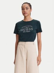 Guess T-Shirt V5YI13 J1314 Zielony Regular Fit. Zielone t-shirty damskie Guess, xs, z aplikacjami, z bawełny, bez kołnierzyka, bez ramiączek. Za 119.99 zł.