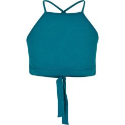 Damski trójkątny tank top Urban Classics. Zielone topy damskie Urban Classics, bez wzorów, sportowe, bez kołnierzyka, bez ramiączek. Za 90.00 zł.