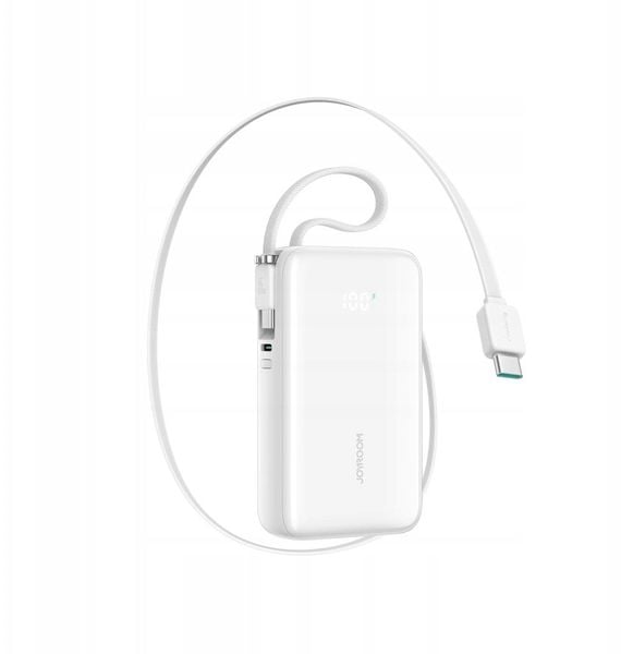 Powerbank Joyroom Powerbank JR-PR2 35W 10000mAh z chowanym kablem USB-C i wbudowanym kablem Lightning - biały. Białe powerbanki Joyroom. Za 107.61 zł.