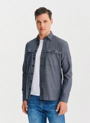 PAKO LORENTE - Granatowa koszula overshirt. Koszule męskie Pako Lorente, xxl, bez wzorów, z bawełny, bez kołnierzyka, bez ramiączek. Za 299.99 zł.
