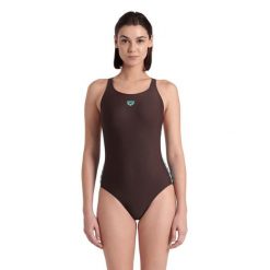 Strój kąpielowy damski jednoczęściowy treningowy na basen Arena Icons. Brązowe stroje kąpielowe damskie ARENA, s, bez wzorów. Za 159.99 zł.