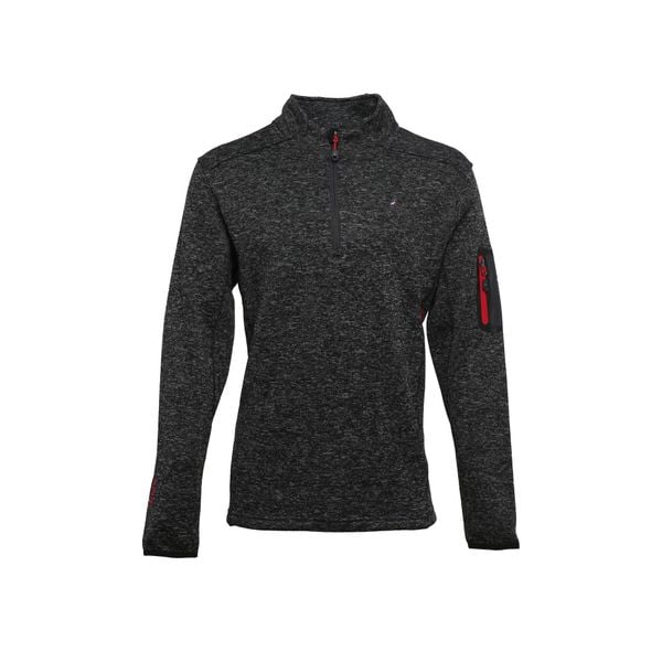 Bluza polarowa typu half zip Peak Mountain Cypar. Czarne bluzy sportowe męskie Peak Mountain, na zimę, bez wzorów, z polaru, bez kaptura, narciarskie. W wyprzedaży za 251.50 zł.