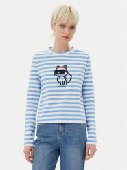 KARL LAGERFELD Bluzka A1W17137 Niebieski Regular Fit. Niebieskie bluzki damskie KARL LAGERFELD, m, bez wzorów, z bawełny, bez kołnierzyka, bez ramiączek. Za 289.99 zł.
