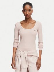 Guess Bluzka V4BP07 K8RT2 Różowy Slim Fit. Czerwone bluzki damskie Guess, xxs, z aplikacjami, z wiskozy, bez kołnierzyka, bez ramiączek. Za 194.99 zł.