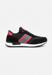 Czarne Buty Sportowe Sznurowane z Wstawkami Devora. Czarne buty sportowe męskie Born2be, bez wzorów, bez zapięcia. Za 109.99 zł.
