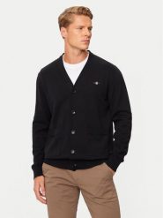 Gant Kardigan 8030556 Czarny Regular Fit. Czarne swetry męskie GANT, m, bez wzorów, z bawełny, bez kołnierzyka, bez ramiączek. Za 329.99 zł.