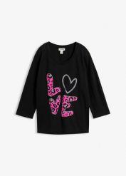 Koszulka oversize z mieszanki bawełny. Czarne bluzki damskie bonprix, bez wzorów, z bawełny, bez kołnierzyka, bez ramiączek. Za 84.99 zł.