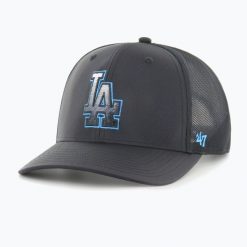 Czapka z daszkiem 47 Brand Los Angeles Dodgers Volcanic Trucker. Czarne czapki damskie 47 Brand, na zimę, bez wzorów. Za 129.99 zł.