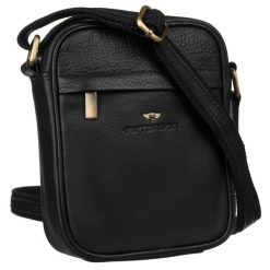 Skórzana, miejska torba męska na ramię - Peterson. Czarne torby na ramię męskie Peterson, z materiału, na ramię, małe. Za 145.99 zł.