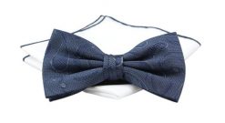 Mucha Granatowo-Szara z Białą Poszetką, w Paisley, Elegancka, Męska -CHATTIER. Niebieskie krawaty i muchy Chattier, bez wzorów, z poliesteru, eleganckie. Za 59.00 zł.