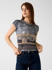 Guess T-Shirt 180133 Czarny Classic Fit. Czarne t-shirty damskie Guess, xs, z aplikacjami, bez kołnierzyka, bez ramiączek. Za 195.00 zł.