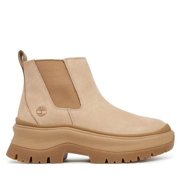 Sztyblety Timberland. Brązowe botki damskie Timberland, bez wzorów, bez obcasa, na płaskiej podeszwie, bez zapięcia. Za 589.99 zł.