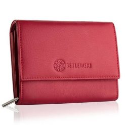 Portfel damski BETLEWSKI BPD-SS-11 CZERWONY. Czerwone portfele damskie Betlewski, ze skóry. Za 139.99 zł.