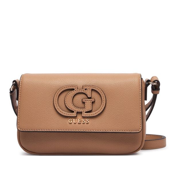 Torebka Guess. Brązowe listonoszki damskie Guess, z aplikacjami, bez dodatków. Za 550.99 zł.
