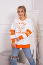 Bluza ocieplana Malibu biały+pomarańczowy. Białe bluzy damskie KESI, l, bez wzorów, z bawełny, bez ramiączek, bez kaptura. Za 218.51 zł.