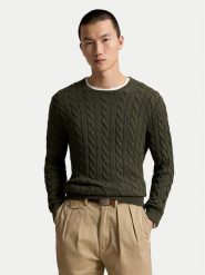 Polo Ralph Lauren Sweter 710775885554 Zielony ciemny Regular Fit. Zielone swetry męskie Polo Ralph Lauren, l, bez wzorów, z bawełny, bez kołnierzyka, bez ramiączek. Za 949.99 zł.